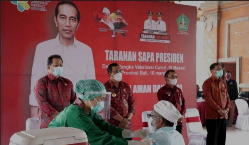 podiumnews.com-Tabanan Gelar Vaksinasi Masal, Presiden Tinjau Melalui Virtual